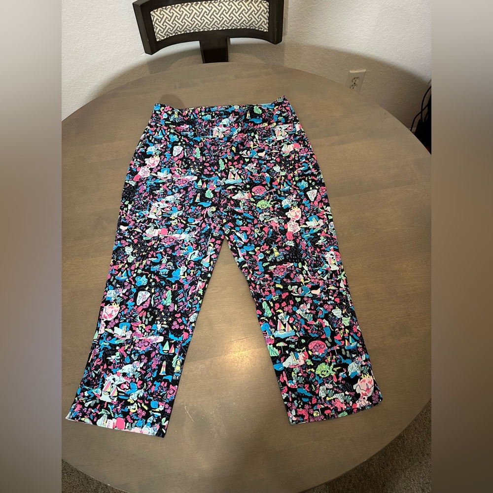 Lulu-B Black and Blue Floral Pants